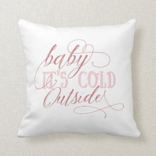 Baby Het is Koude Buiten Roze Manuscript Pillow Kussen
