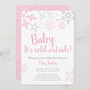 Baby Het is Koude Buiten Roze Uitnodiging van het