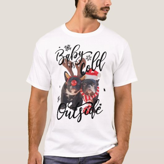 Baby Het is koude buitenbolle hond T-shirt (Voorkant)