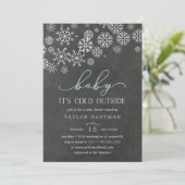 Baby Het is koude buitenkant Chalkboard Shower Inv Kaart (Staand voorkant)