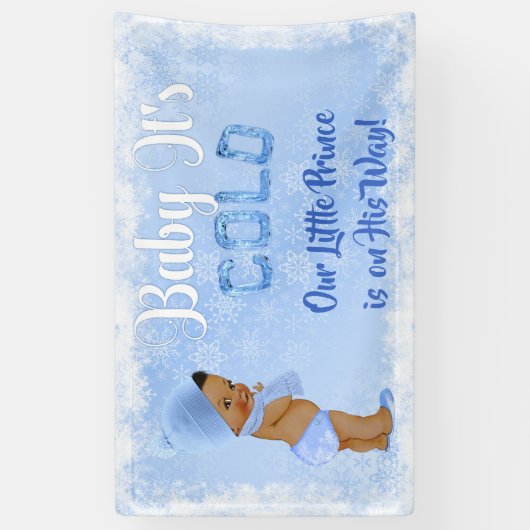 Baby Het is koude sneeuwvlok Icy Blue etnische jon Spandoek (Verticaal)