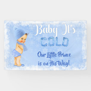 Baby Het is Koude Sneeuwvlok Winter Blauwe Jongen Spandoek