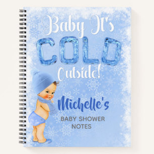 Baby Het Is Koude Winter Sneeuwvlok Blauwe Jongen  Notitieboek