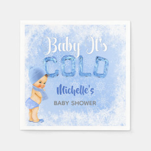 Baby Het Is Koude Winter Sneeuwvlok Blauwe Jongens Servetten