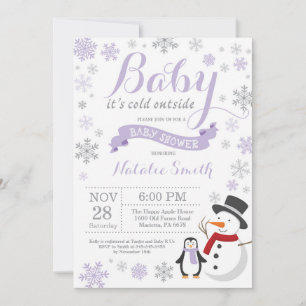 Baby het Koude Paarse Baby shower buiten de winter Kaart