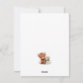 Baby Highland Cow avec Daisies Carte de vacances (Dos)