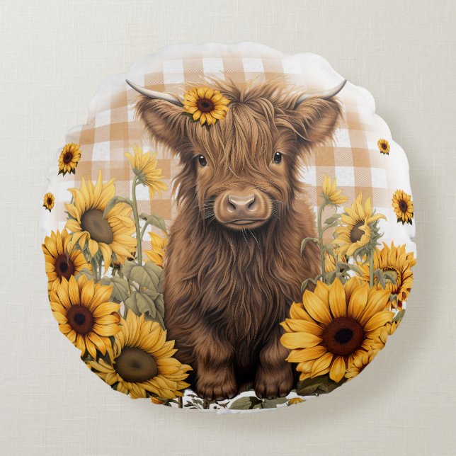 Baby Highland Cow Coussin rond (Devant)