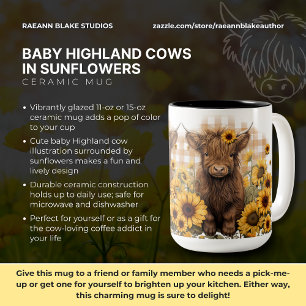 Baby Highland-kalveren in zonnebloemen keramische Tweekleurige Koffiemok
