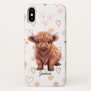 Baby Highland Koe Aangepaste naam iPhone X Hoesje