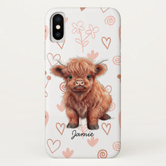 Baby Highland Koe Aangepaste naam iPhone X Hoesje