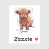 Baby Highland Koe Aangepaste naam Sticker (Vel)
