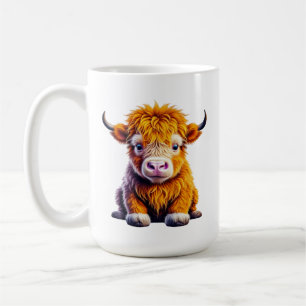 Baby Highland Koe Schattige AI Art Koffiemok