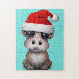 Baby Hippo die een Santa Hat draagt Legpuzzel