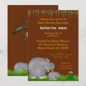 Baby Hippo et Mama Baby shower Invitation (Devant / Derrière)