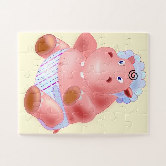 Baby Hippo Jigsaw Puzzle Cartoon (Horizontal)