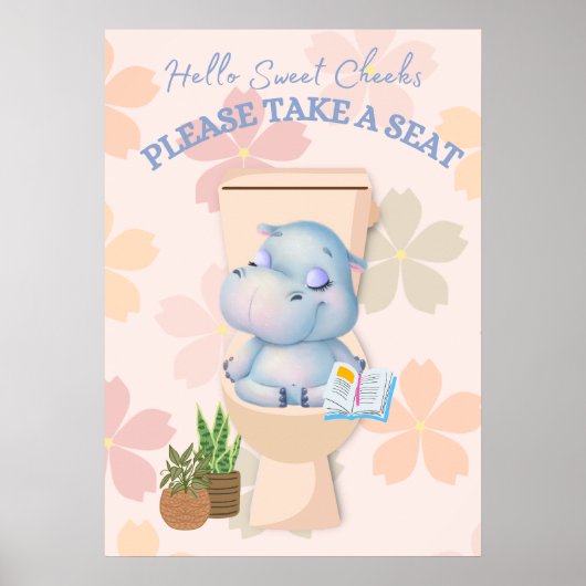 Baby Hippo Sweet Cheeks Neem een Poster (Voorkant)