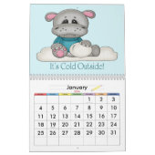 Baby Hippopotames Calendrier des enfants (Jan 2026)