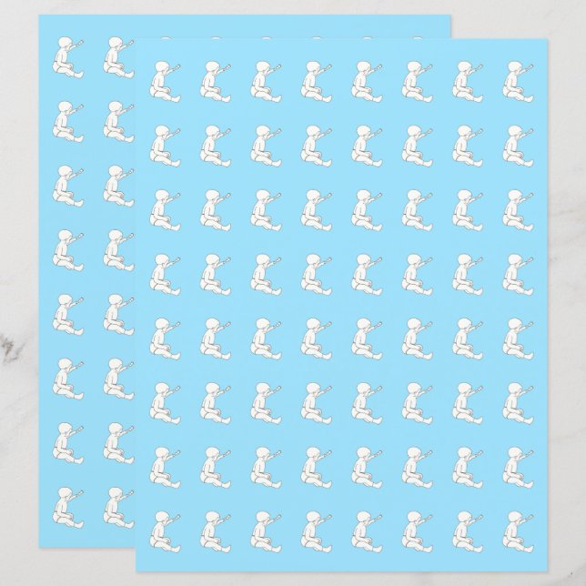Baby Holding hamer, blauw plakboekpapier (Voorkant / Achterkant)