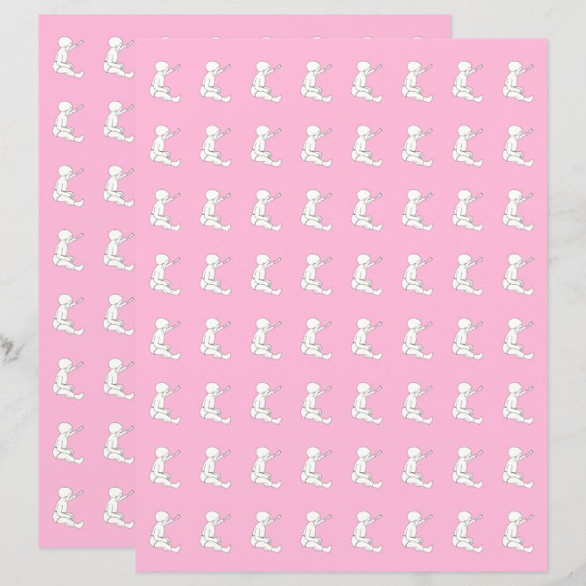 Baby Holding hamer, roze plakboekpapier (Voorkant / Achterkant)