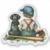 Baby, hond en honkbal | Het is een jongen Sticker (Voorkant)