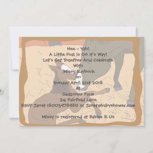 Baby Horse Birth Baby shower Invitation Kaart (Voorkant)