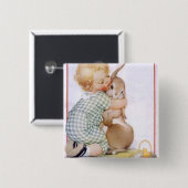 Baby Hugging Easter Bunny Vierkante Button 5,1 Cm (Voorkant /achterkant)