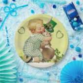 BABY HUGGING RABBIT IRISH ST. PATRICK'S DAY PARTY PAPIEREN BORDJE (Feest)