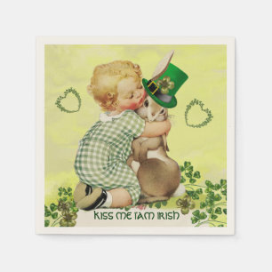 BABY HUGGING RABBIT IRISH ST. PATRICK'S DAY PARTY SERVETTEN