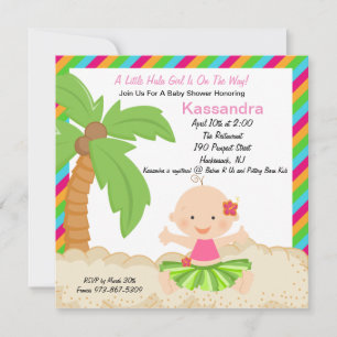 Baby Hula Girl Baby shower Kaart