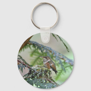 Baby Hummingbird die zijn tong uitsteekt Sleutelhanger