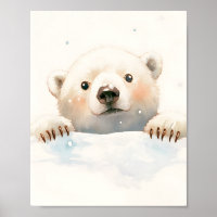 Baby ijsbeer in de sneeuw kinderkamer decor