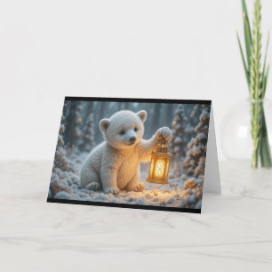 Baby ijsbeer met lantaarn Magische Winter Kaart