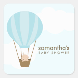 Baby in ballonvaardig Baby shower Vierkante Sticker