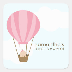 Baby in Balloon Baby shower Vierkante Sticker