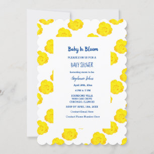 Baby in bloei Baby shower blauw geel rozen bloemig Kaart