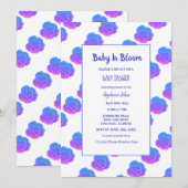 Baby in bloei Baby shower blauw Paarse roze Schatt Kaart (Voorkant / Achterkant)