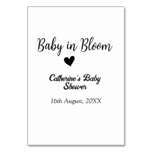Baby in bloei baby shower eenvoudige zwarte hart d kaart