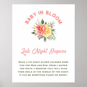 Baby in bloei Baby shower late night luiers Poster