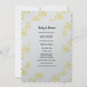 Baby in bloei Baby shower Roos bloemgrijs zilver Kaart