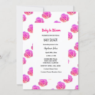 Baby in bloei Baby shower roze bloemige Rozen meis Kaart