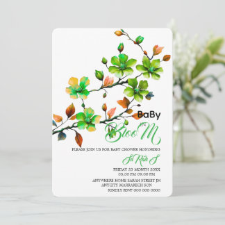 Baby in bloei bad invitatie baby in trendy kaart