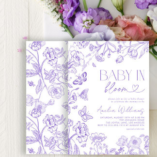 Baby in bloei  bloemenlavendel Baby shower Kaart
