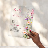 Baby in bloei Bloemroze paarse heldere Baby shower Acryl Uitnodigingen