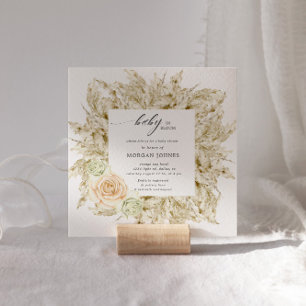 Baby in bloei Boheems Baby shower Uitnodiging