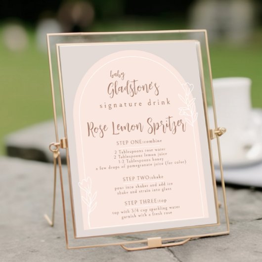 Baby in bloei douche handtekening Drink teken Poster