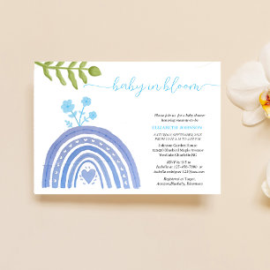 baby in bloei Elegant blauw regenboog baby shower Kaart