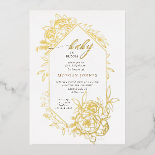 baby in bloei gouden bloem baby shower folie uitnodiging