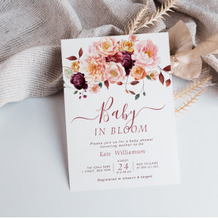 baby in bloei herfst floraal baby shower kaart