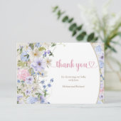 Baby in bloei lente Wildbloemen Rustiek dank u Informatiekaartje (Staand voorkant)