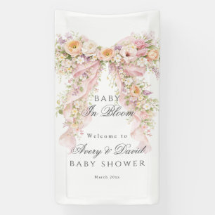 Baby in bloei Meisje met bloemboog Baby Shower Spandoek